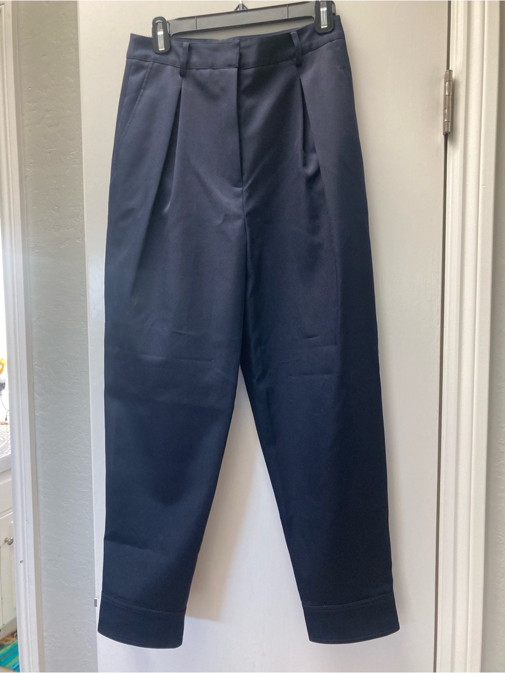 Tibi Navy Tailored Waistband Trousers